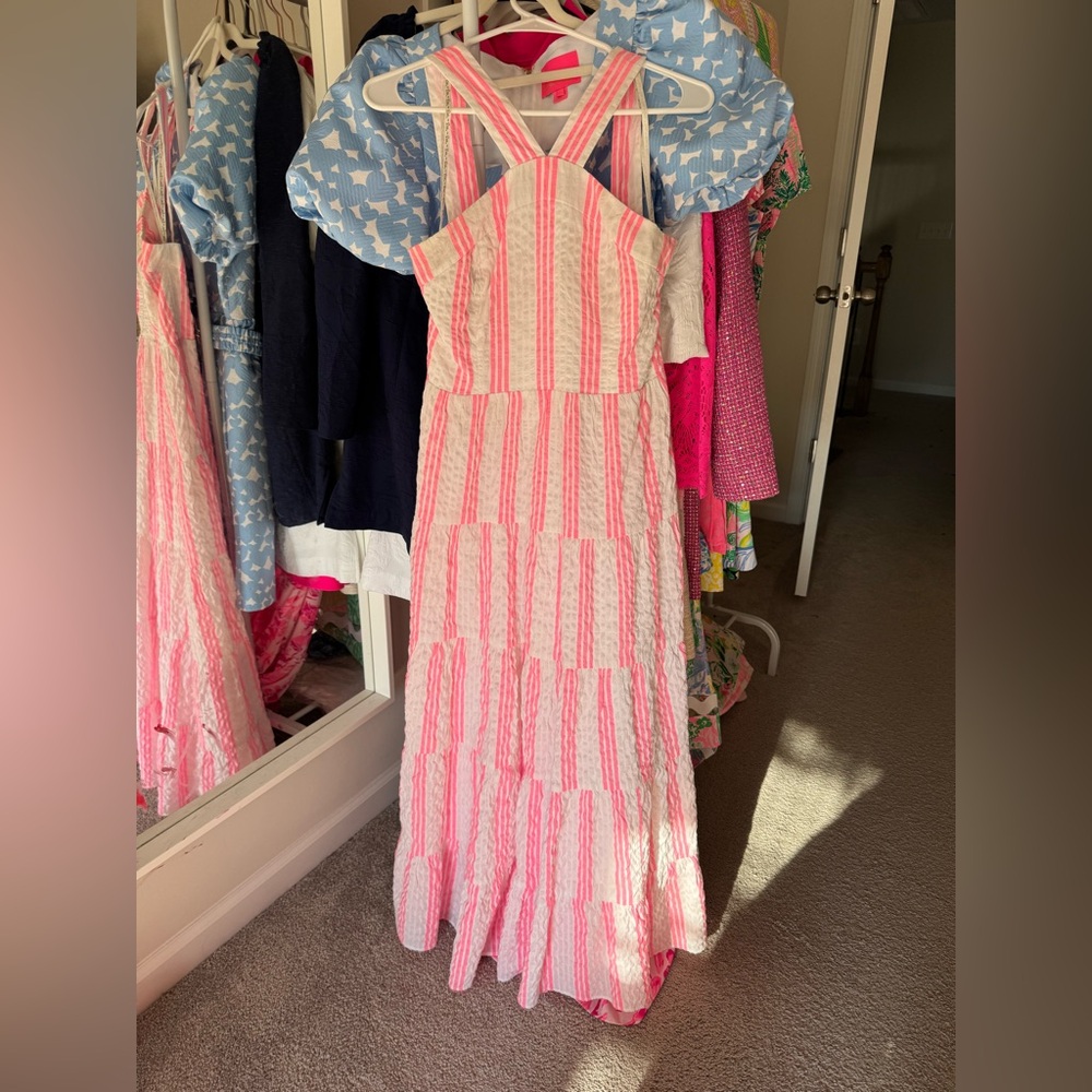 Lilly Pulitzer Pink and White Maxi Dress
